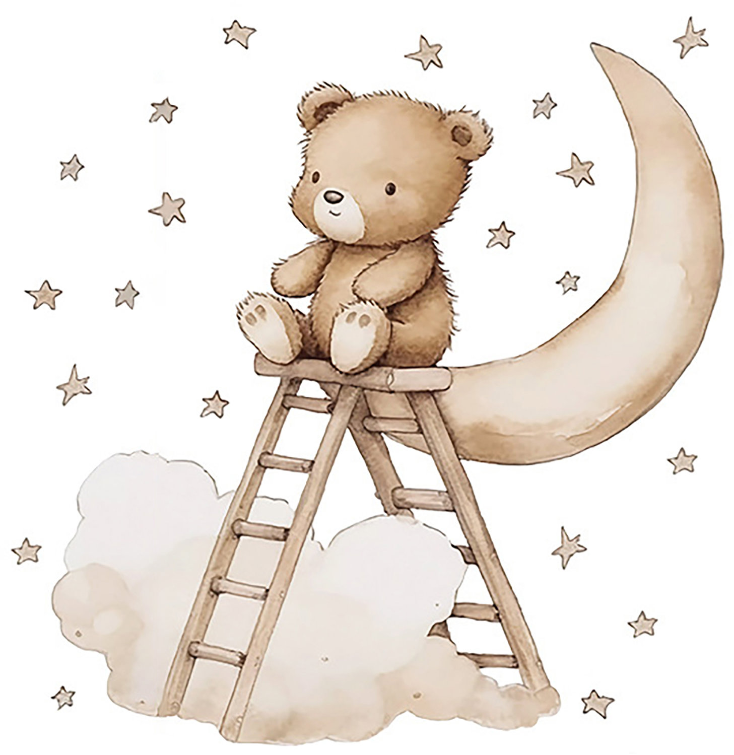 Sipo Nástenné samolepky Teddy bear on a ladder