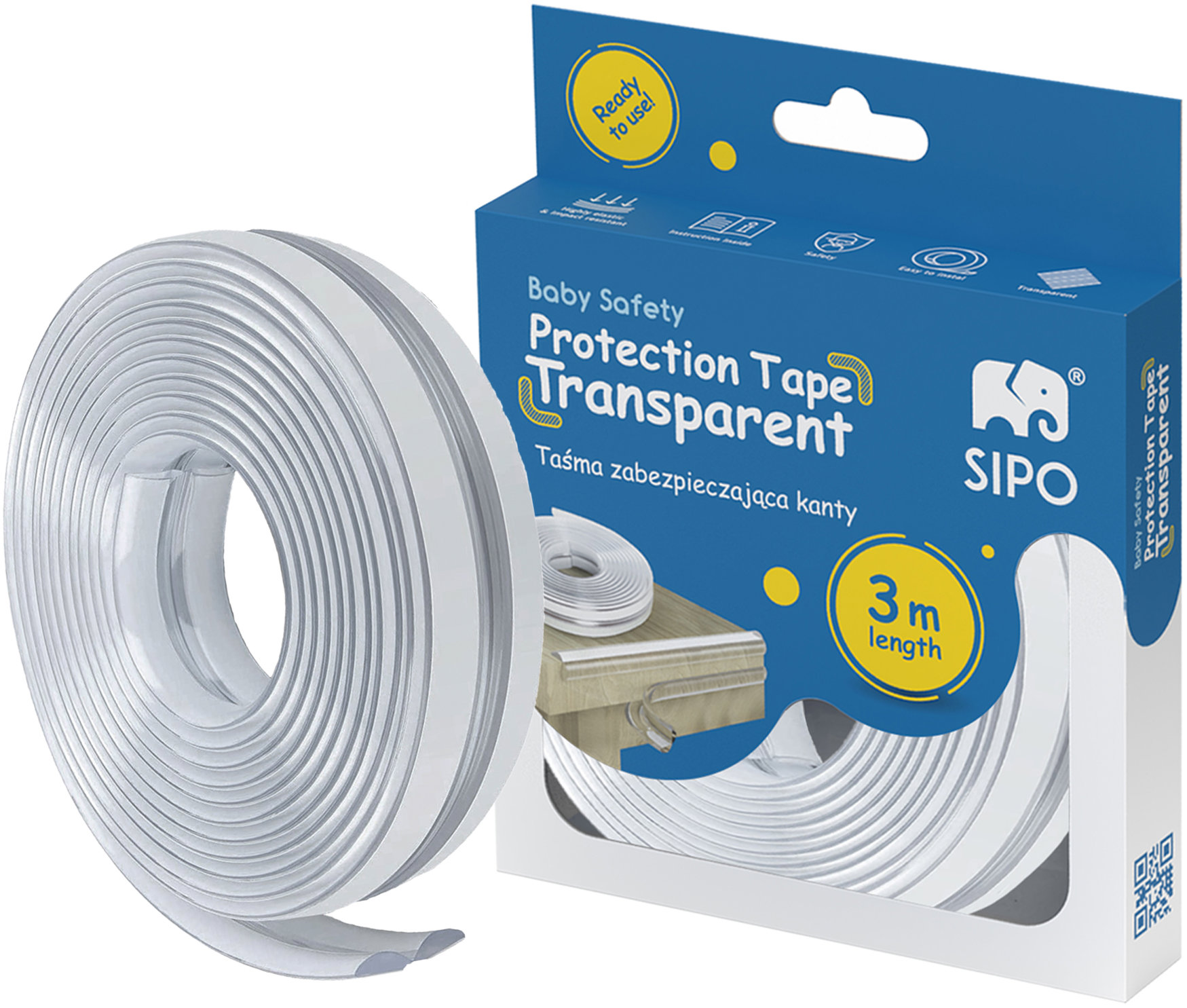 Sipo Ochranná páska na hrany 3 m transparentná