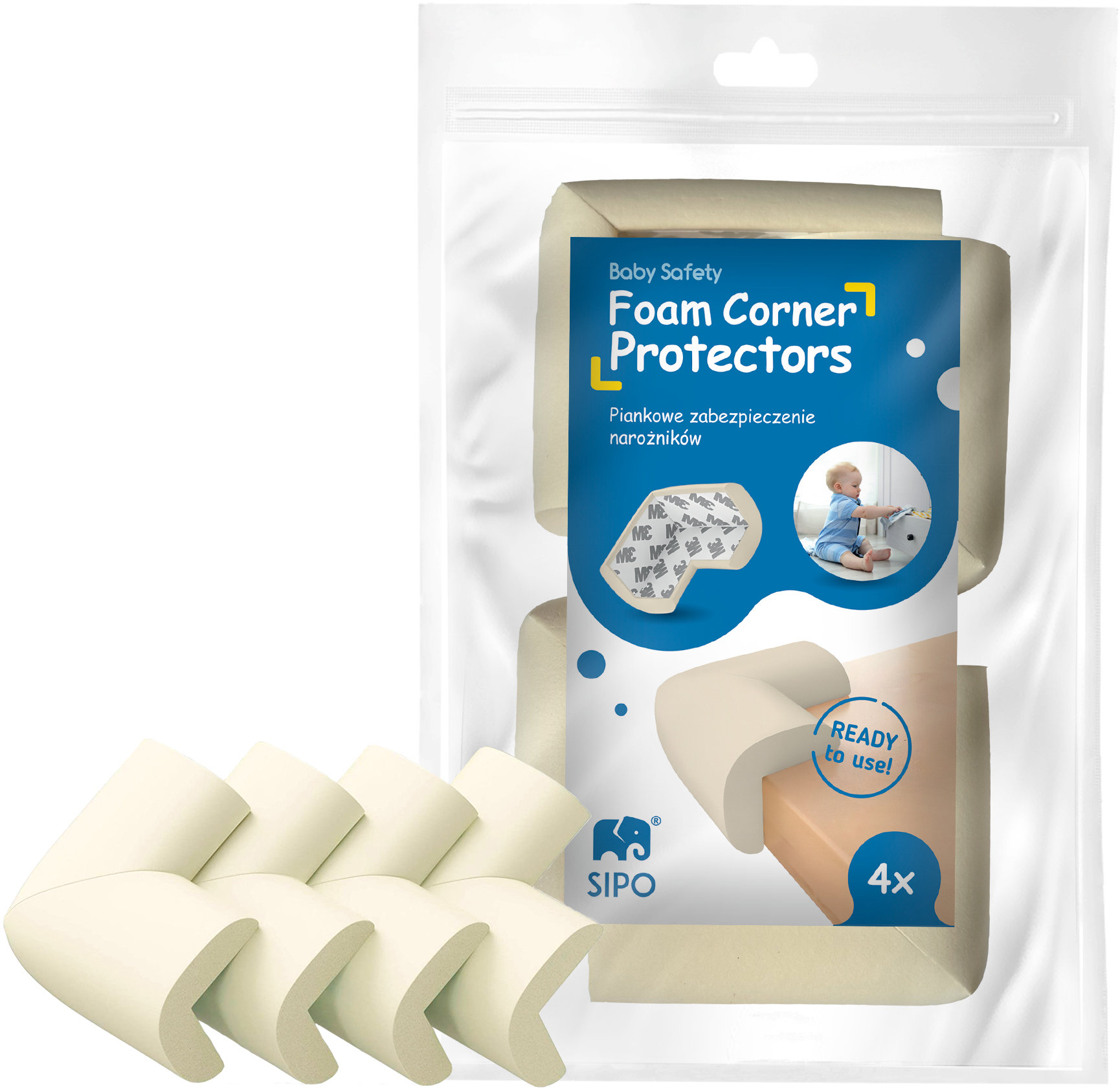 Sipo Penová ochrana rohov a hrán Ecru