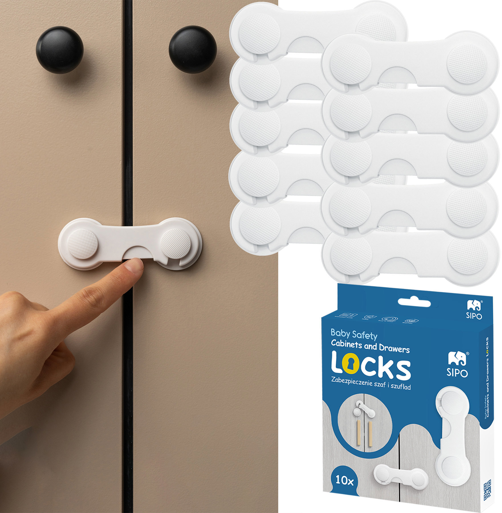 Sipo Bezpečnostné zámky na skrinky a zásuvky