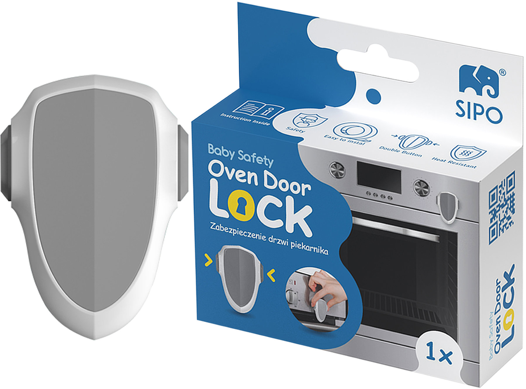 Sipo Bezpečnostný zámok na dvierka rúry odolný voči teplu biely/sivý