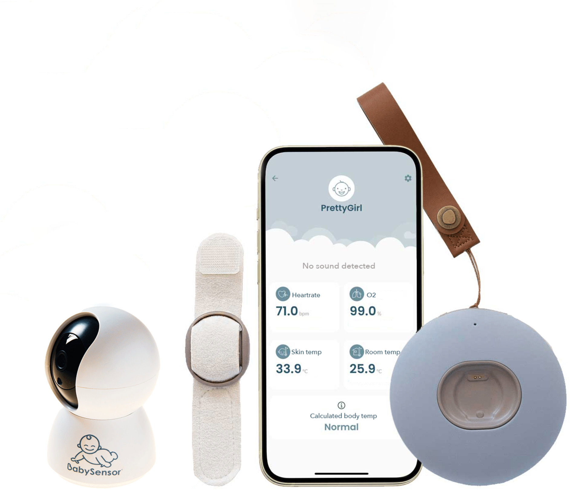 BabySensor Relax Inteligentný senzor Set s HD kamerou, remienok ruka/noha