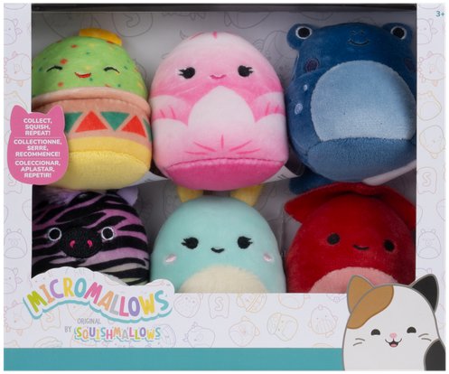 Squishmallows Micromallows 6Pack Kalmár, Mol, Guacamole, Zebra, Lotos, Ropucha