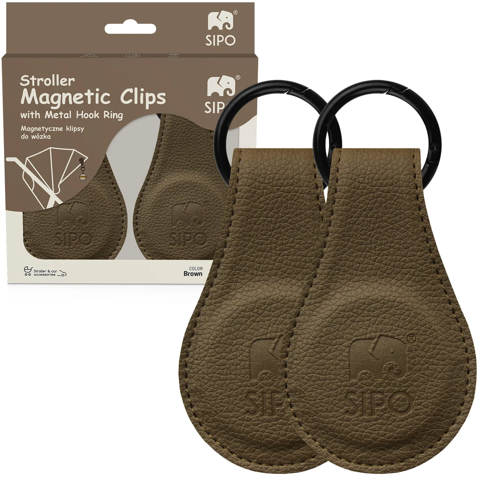 Sipo Magnetická klipsa 2 ks hnedá
