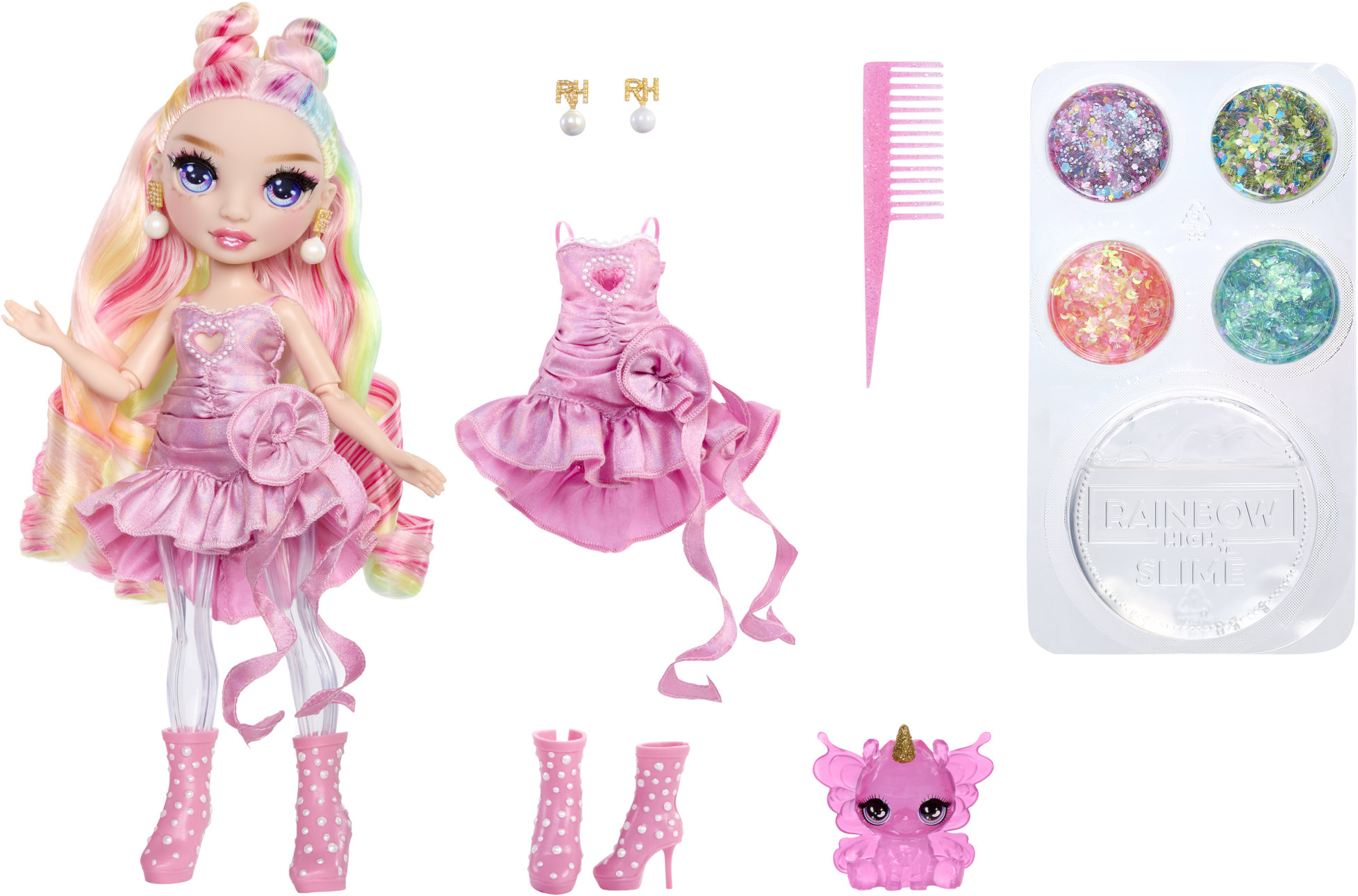 Rainbow High Bella so slizom a trblietkami pink