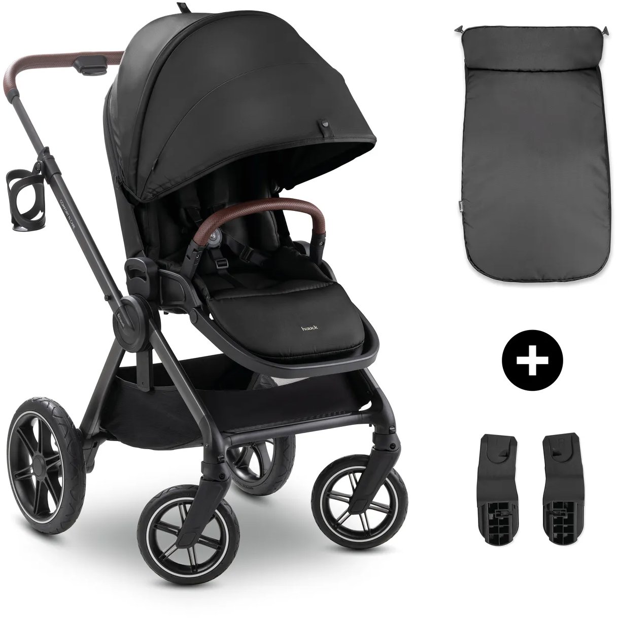 Hauck Športiak Comfort N Care + nánožník a adaptér na autosedačku Black