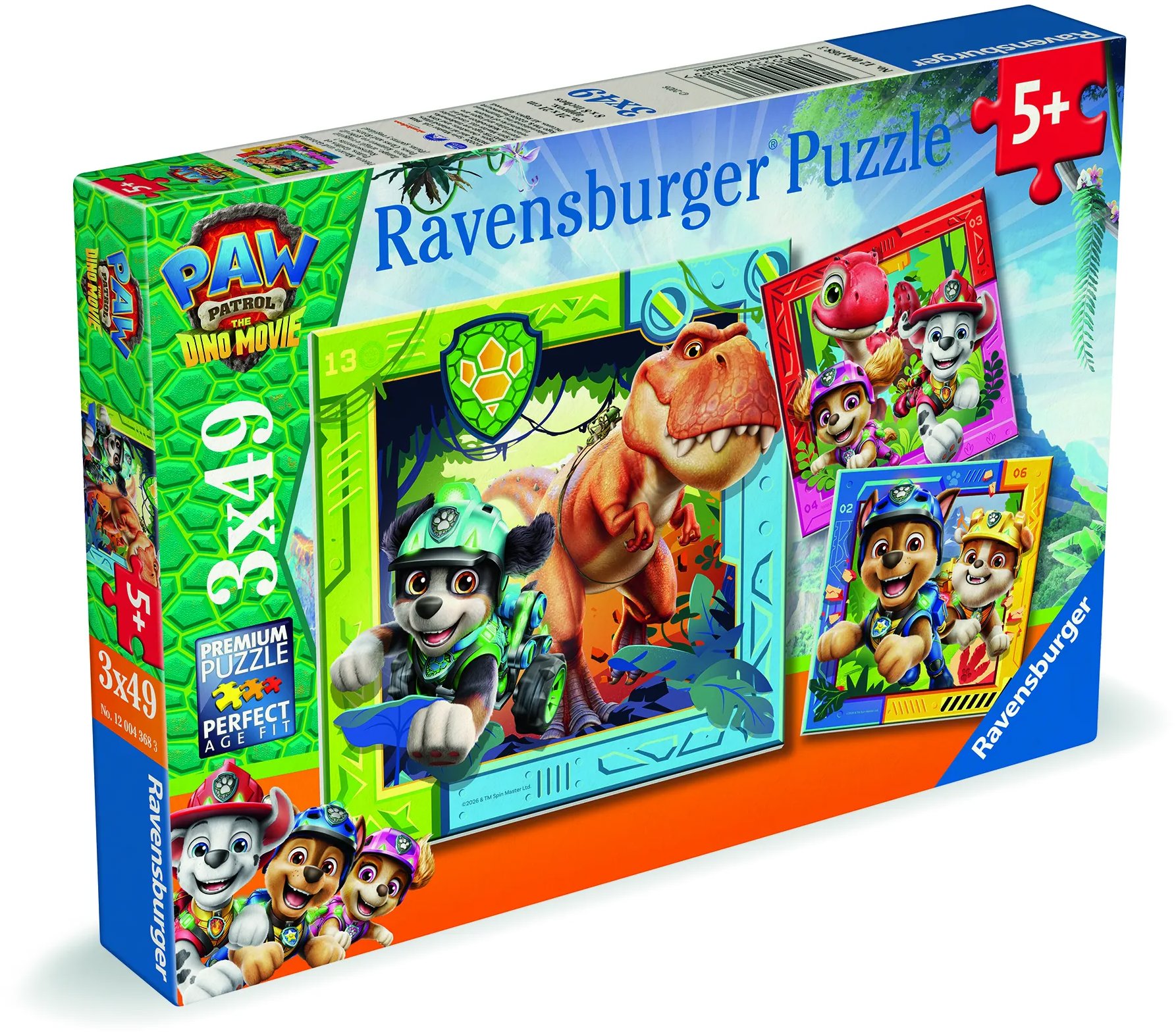 Ravensburger 120043683 Labková patrola: Dinosaurí film 3× 49 dielikov