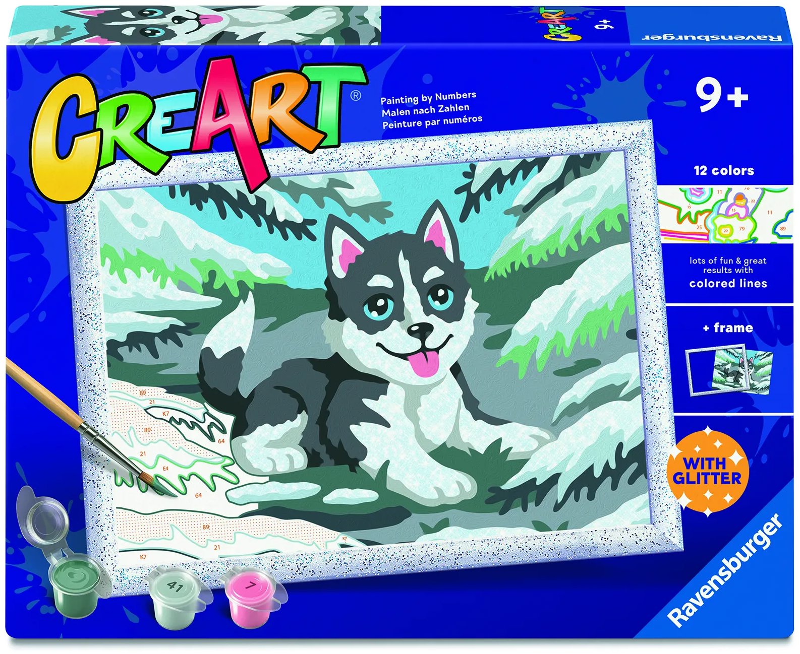 Ravensburger 120232612 CreArt Hravý Husky s trblietkami