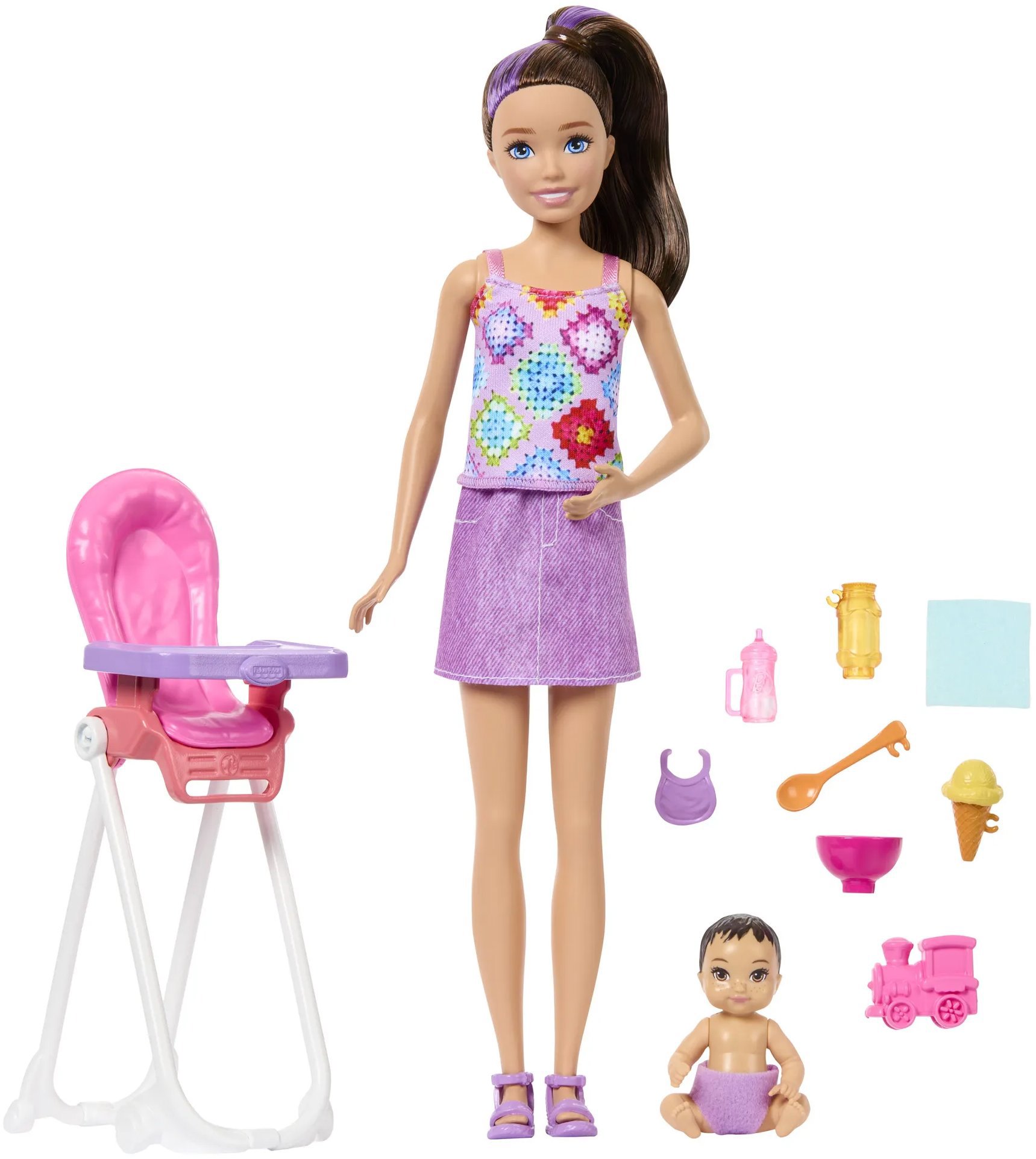 Barbie Skipper Babysitter Opatrovateľka s jedálenskou stoličkou