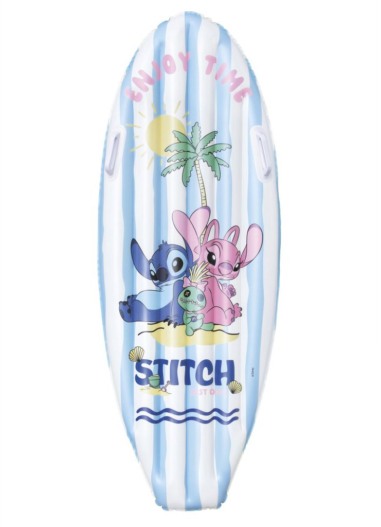 Bestway detský nafukovací surf s držadlami Stitch a Angel – 114 × 46 cm