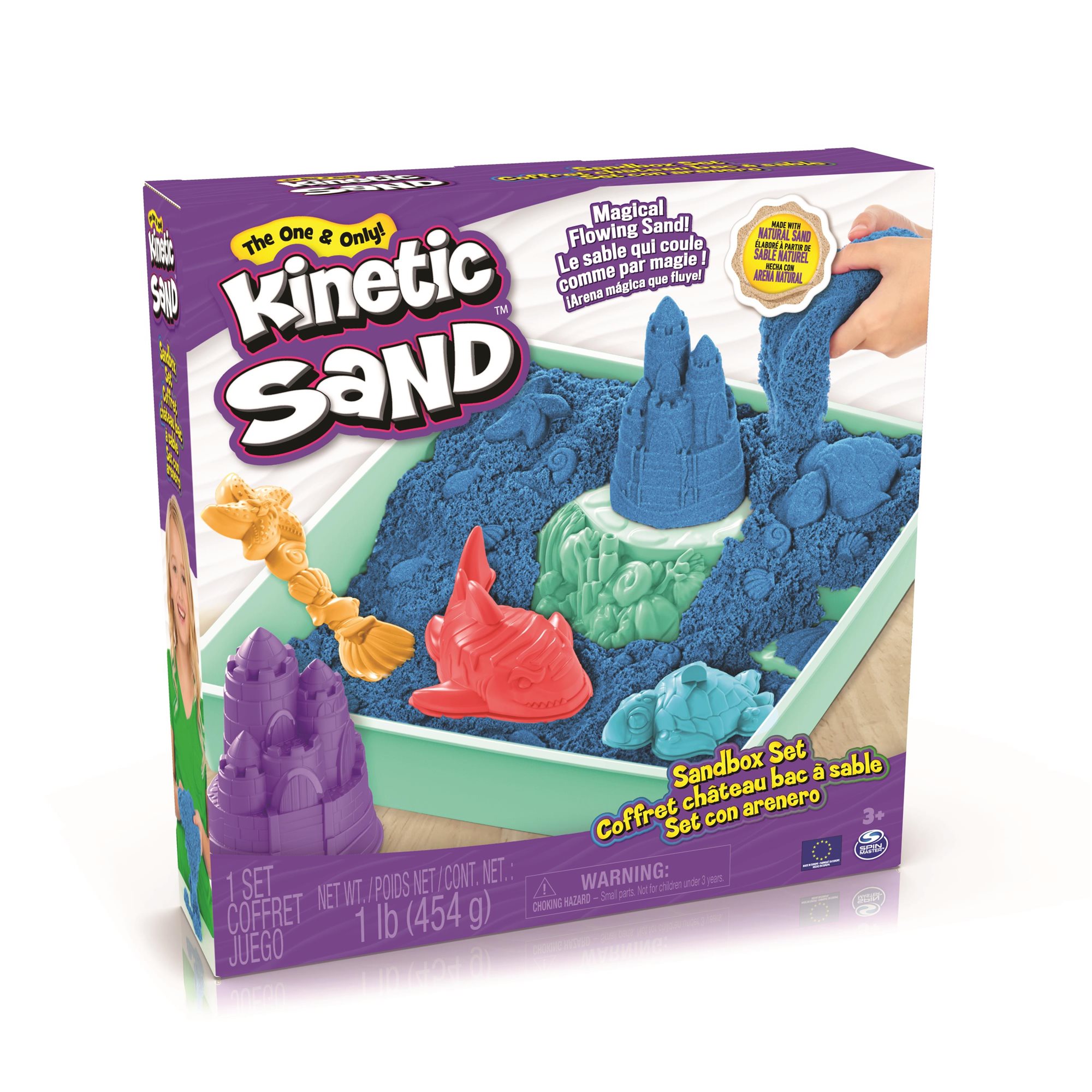 Kinetic Sand Krabica tekutého piesku s podložkou Modrá