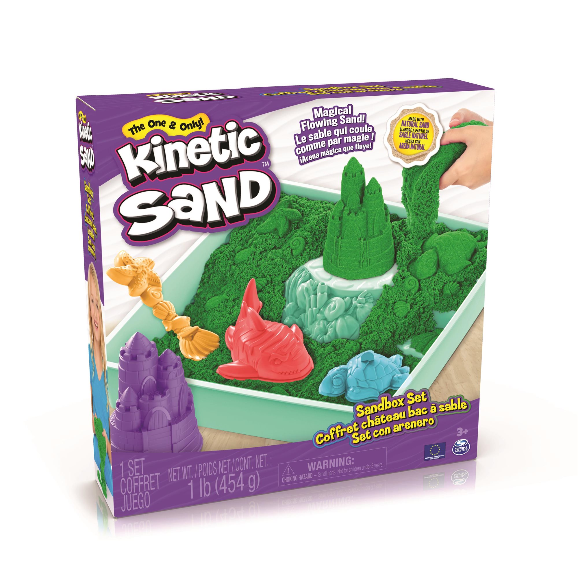 Kinetic Sand Krabica tekutého piesku s podložkou Zelená