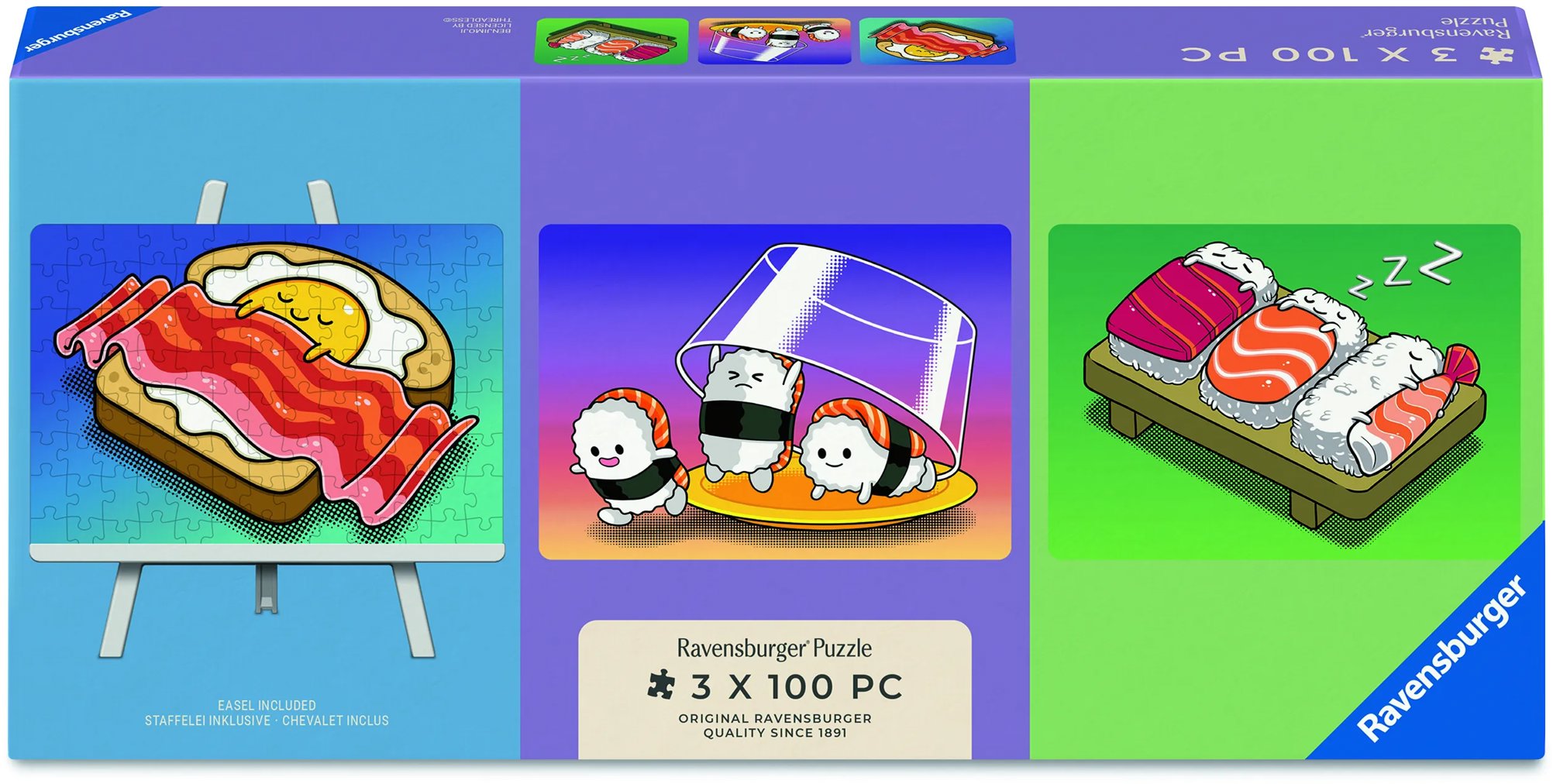 Ravensburger 120020479 Puzzle se stojánkem: Denní menu 3 × 100 dílků