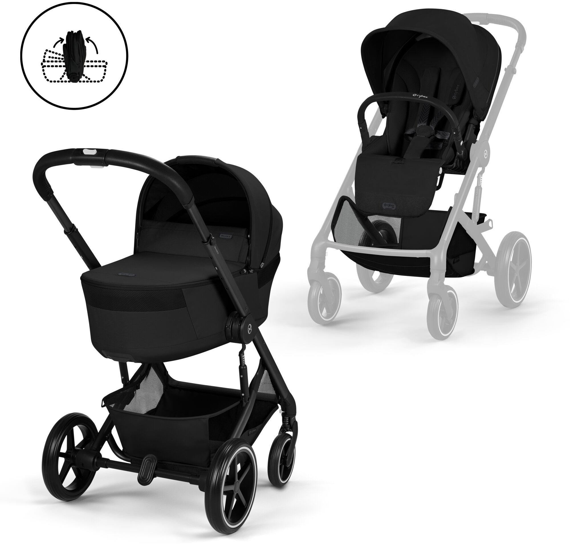 Cybex Balios S Lux BLK so skladacou korbičkou Moon Black