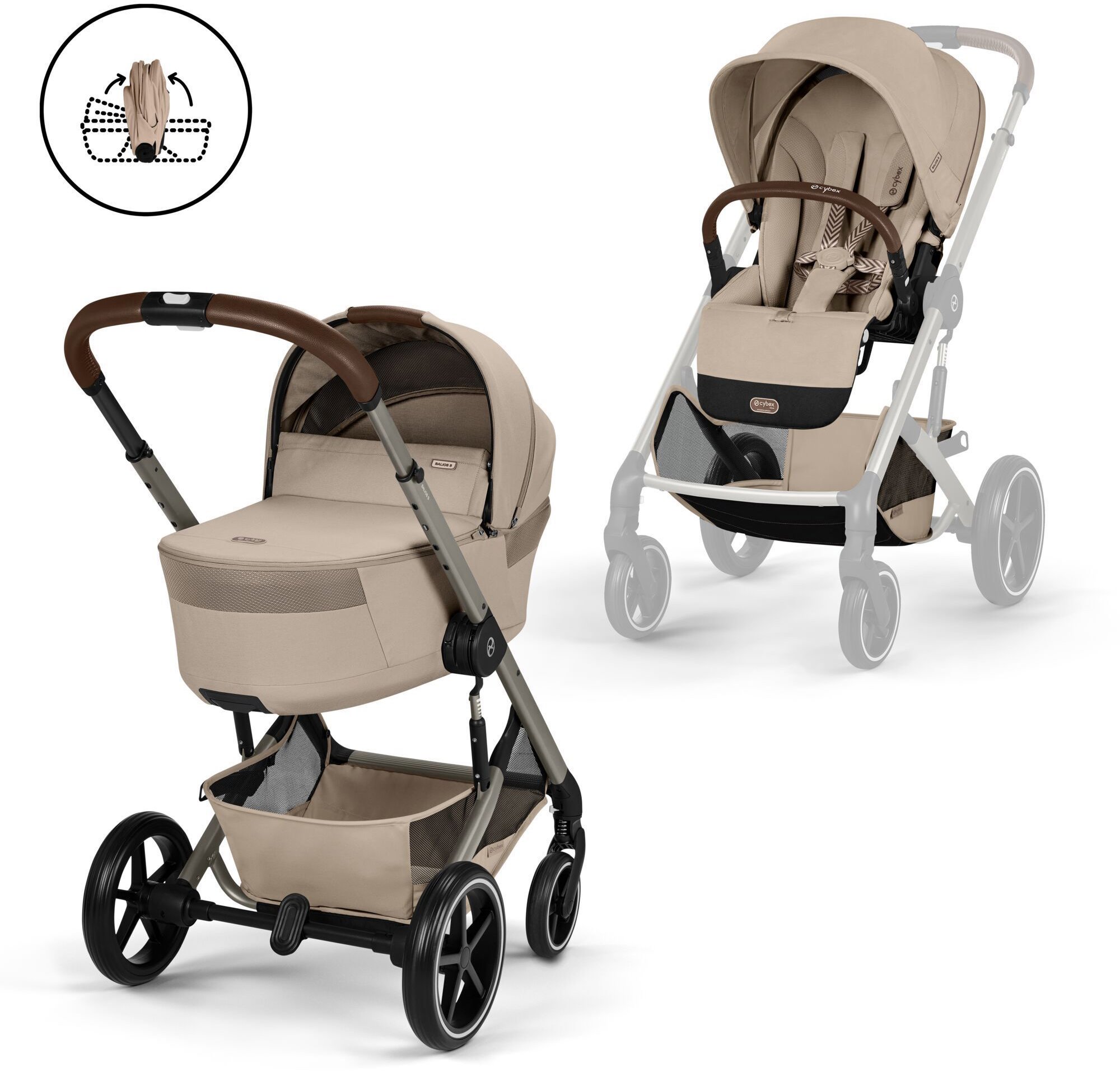 Cybex Balios S Lux TPE so skladacou korbičkou Almond Beige