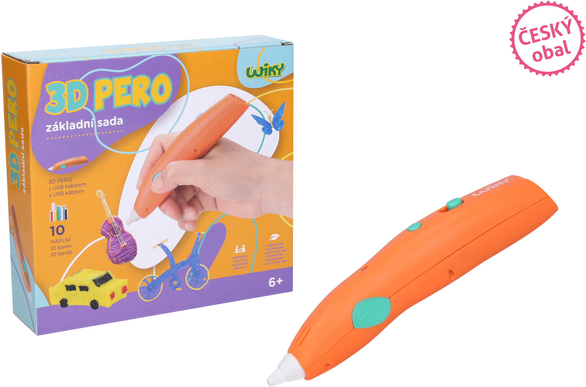 Wiky 3D pero oranžové základní sada 10 náplní a 10 šablon