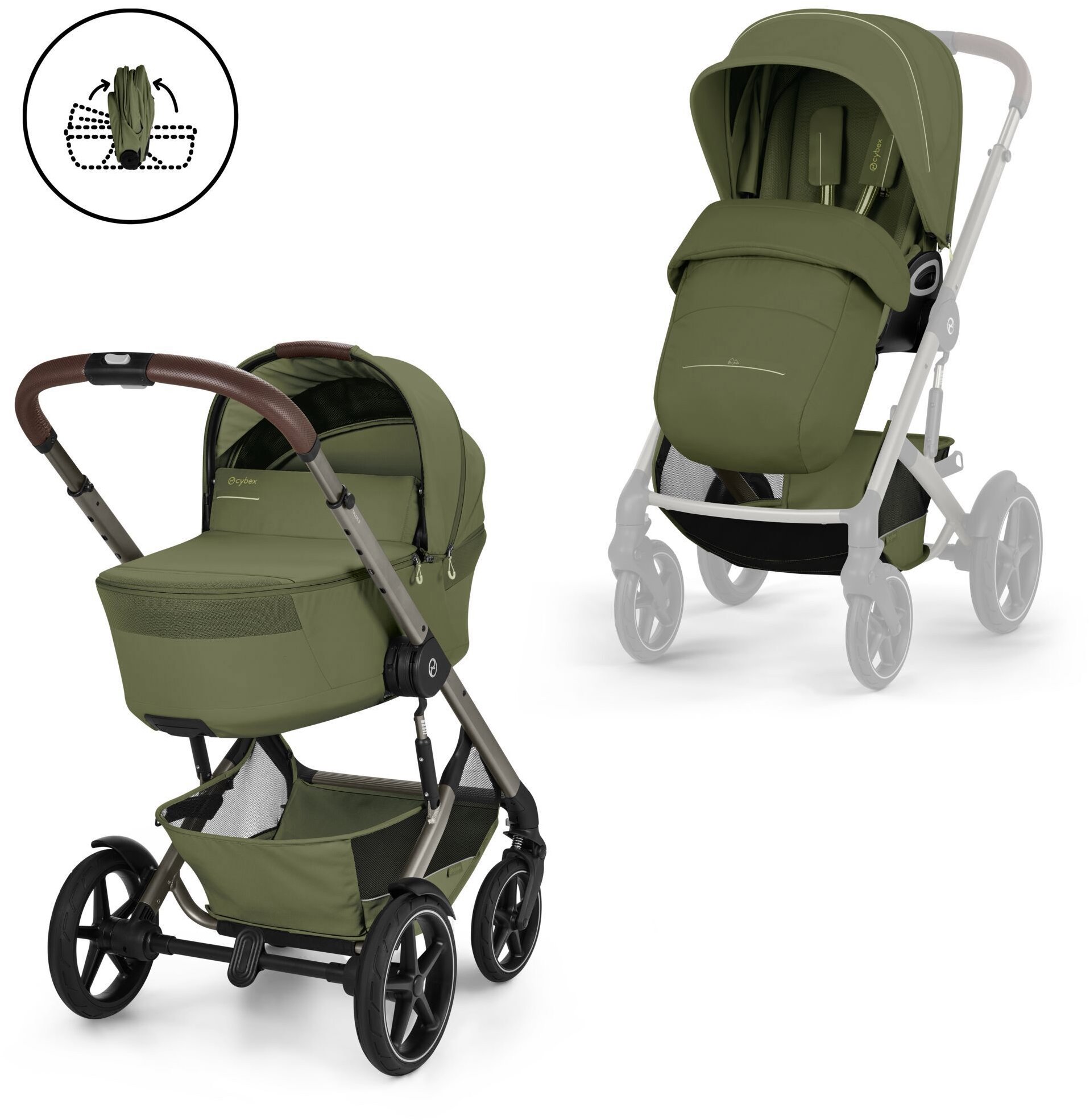 Cybex Talos S Lux TPE se skládací korbičkou Moss Green/khaki