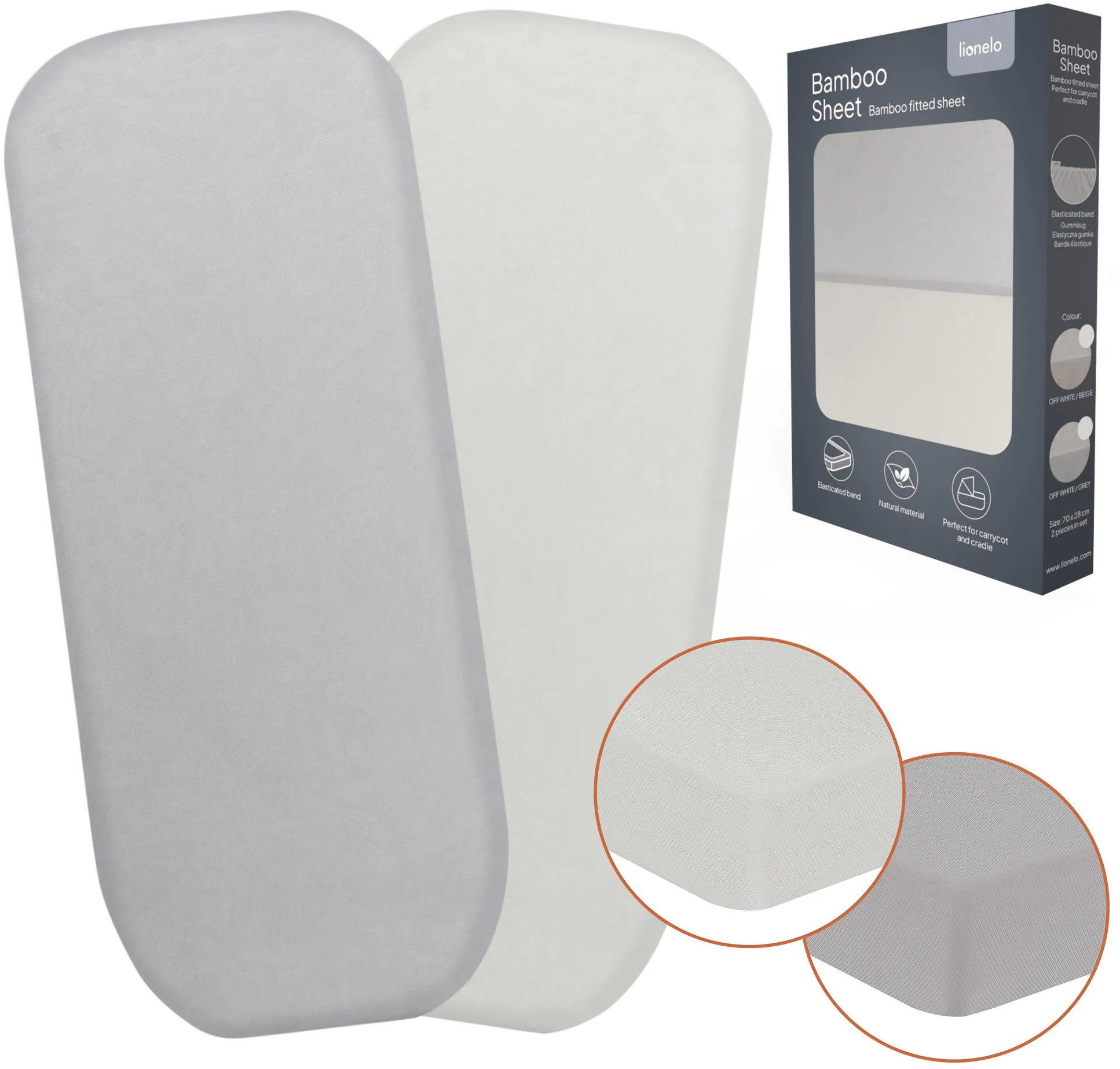 Lionelo Bamboo, plachta Off White Grey 80 × 42 cm