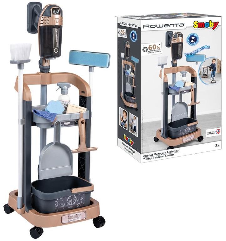 Smoby Rowenta Vozík pre malú upratovačku s tyčovým vysávačom