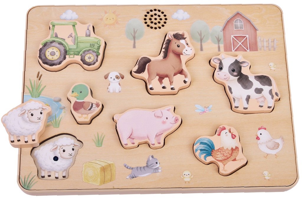 Dvěděti Vkladacie puzzle Zvuky na farme