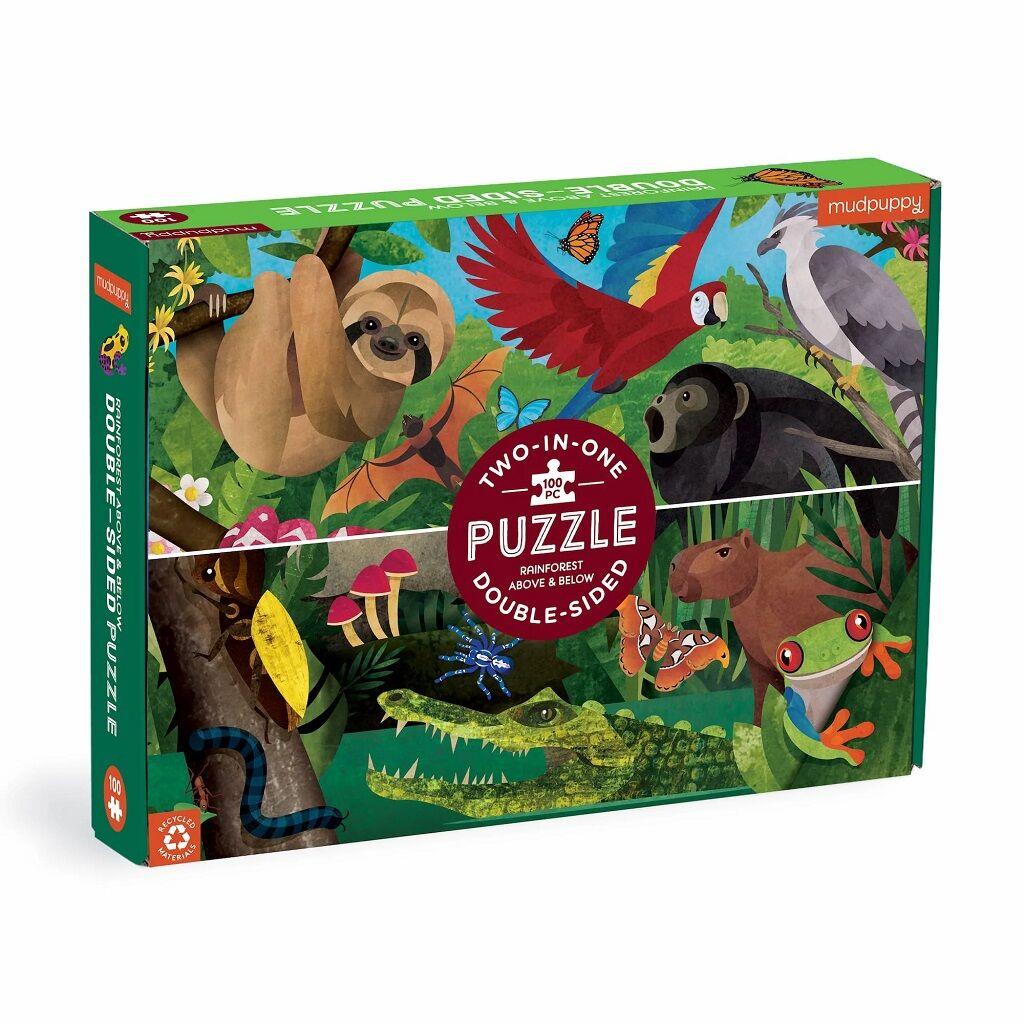 Mudpuppy Obojstranné puzzle Dažďový prales nad a na zemi
