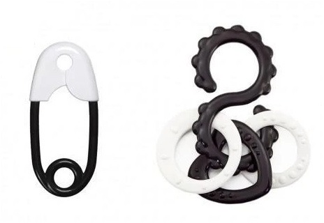 Profibaby Hrkálka čiernobiela 13 cm, 2 ks