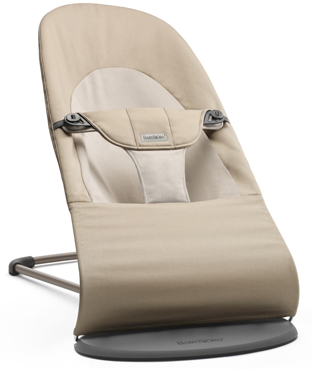 Babybjorn ležadlo Balance SOFT Khaki/Beige Woven, tmavosivá konštrukcia