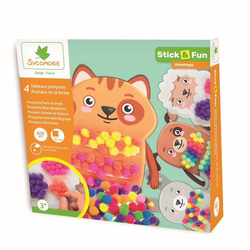 Sycomore Stick&Fun Zdobenie brmbolcami – Hospodárske zvieratá 4 ks