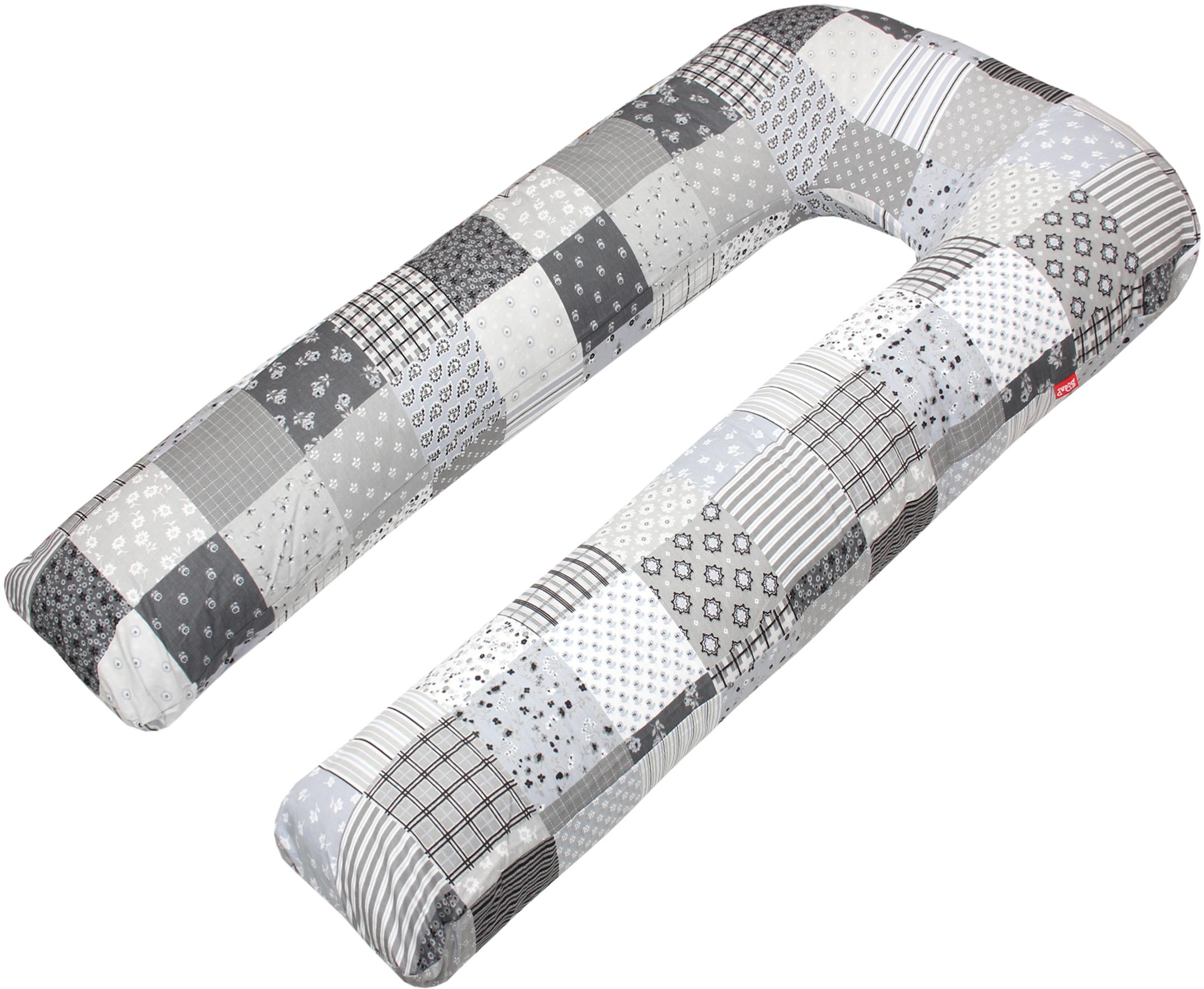 SCAMP Tehotenský vankúš/tvar U 80 × 150 cm Patchwork sivá