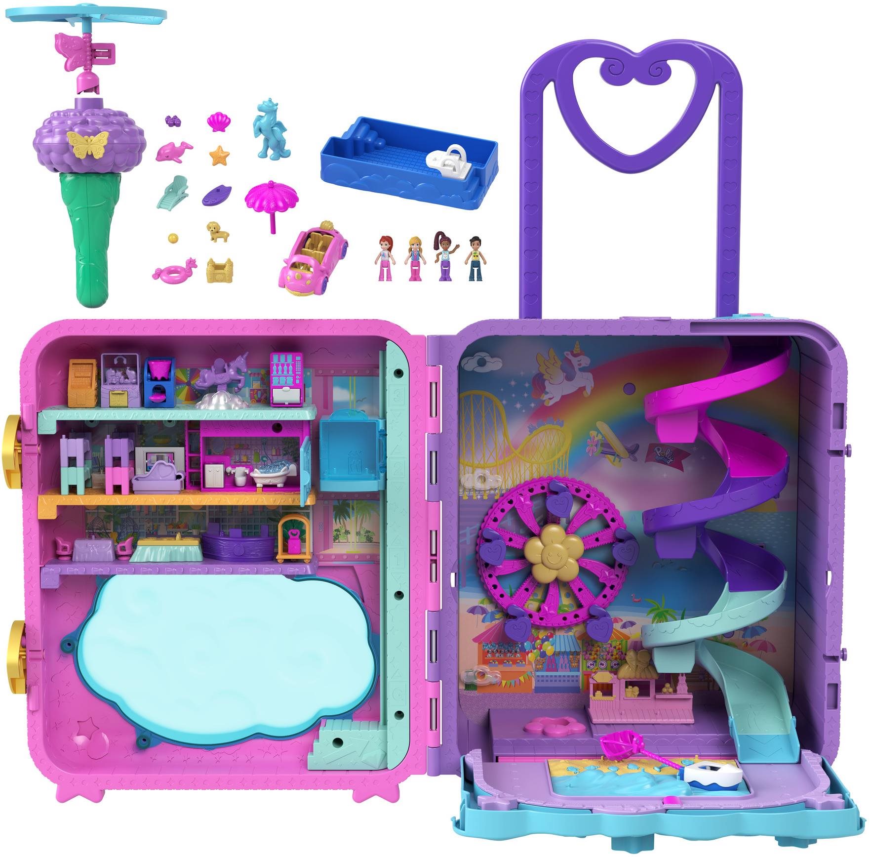 Polly Pocket Prázdninové letovisko v kufríku, 4 pidi bábiky, 25+ doplnkov