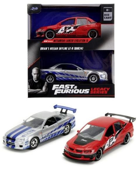 Jada Rýchlo a zbesilo Twin Pack 2006 Mitsubishi Lancer Evo IX + Brianov 2002 Nissan Skyline GTR R34