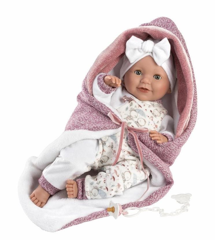 Llorens 74040 New Born – žmurkajúca reálna bábika so zvukmi a mäkkým látkovým telom – 42 cm