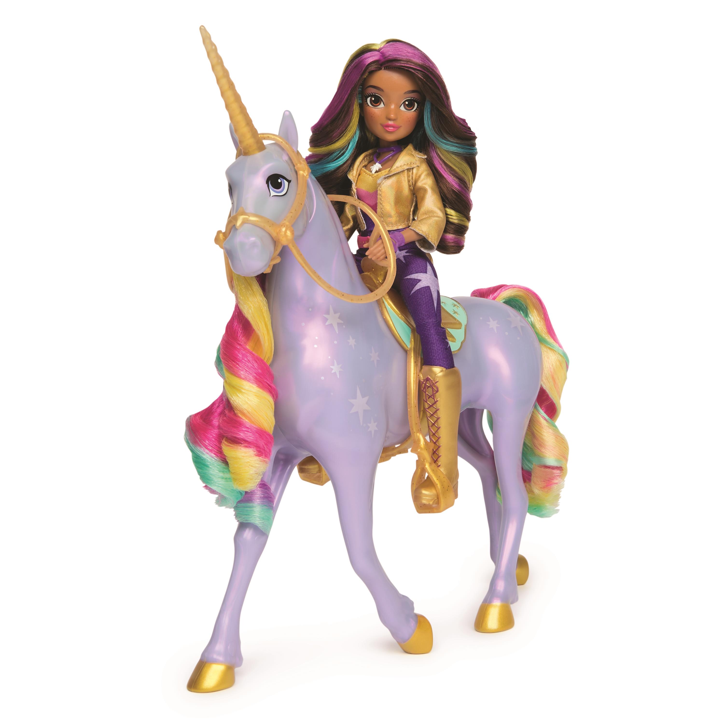 Unicorn Academy Svetelný jednorožec Wildstar 28 cm s bábikou Sophia 24 cm