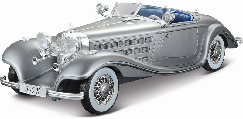 Maisto Mercedes-Benz 500 K Typ Specialroadster 1936 1:18 šedá metalíza