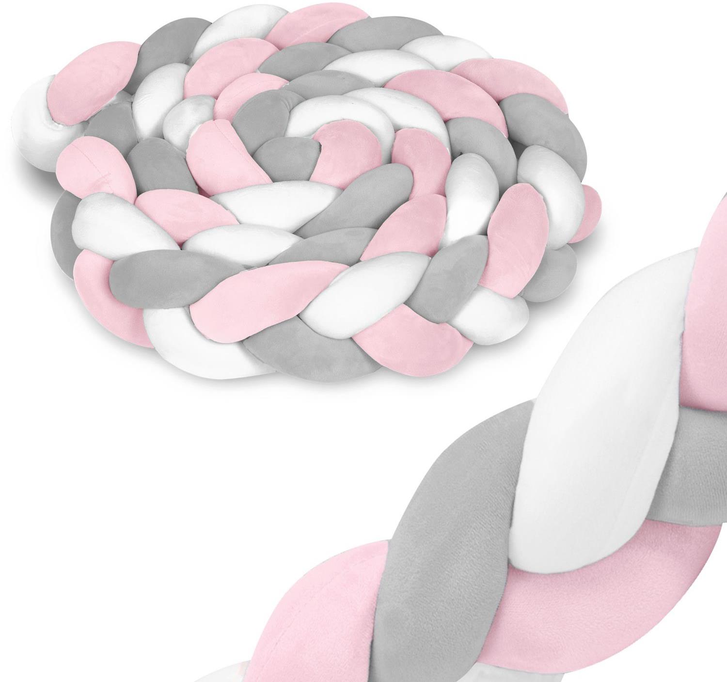 Ricokids nárazník do postieľky 3 m ružový a sivý