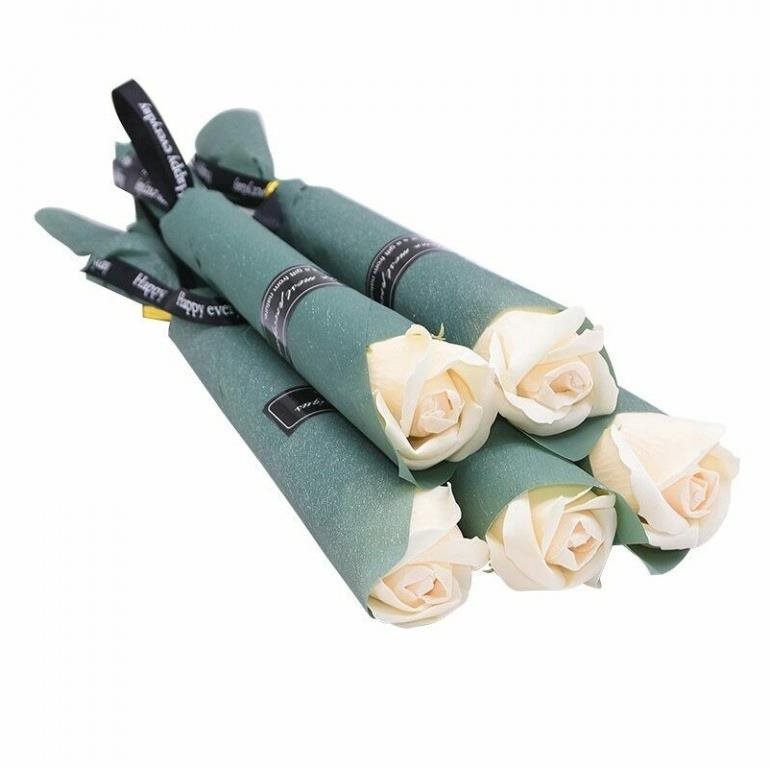 Mydlová ruža 5 ks darčekovo balená – biela