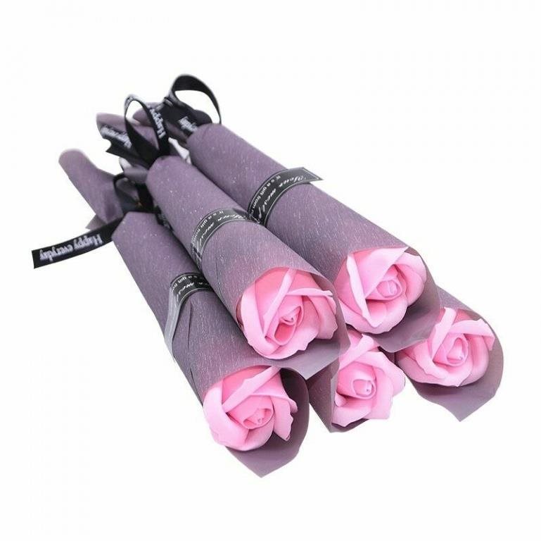 Mydlová ruža 5 ks darčekovo balená – ružová