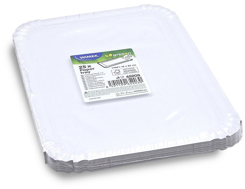 Wimex papierová tácka `5`, 16 × 23 cm, biela – 25 ks