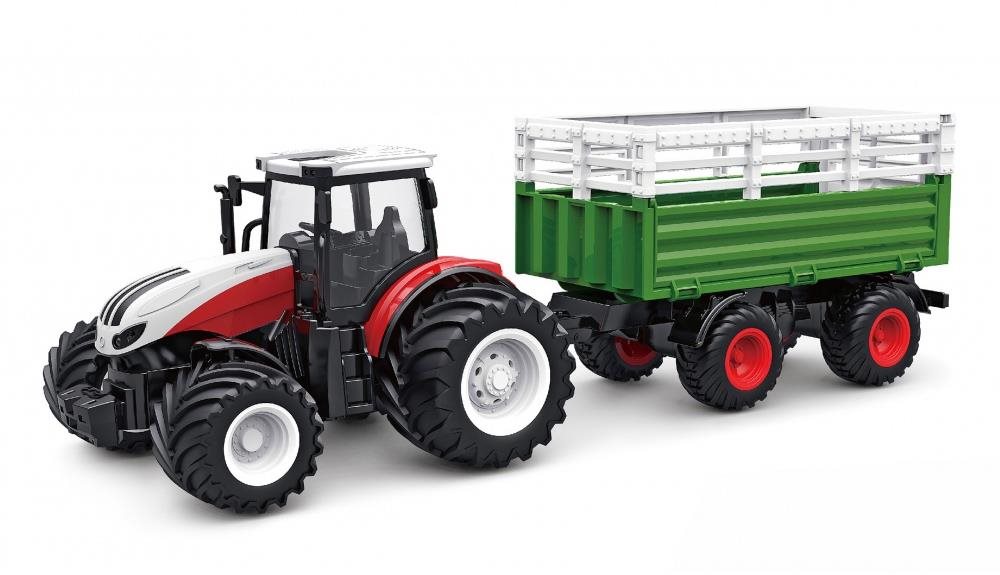 Amewi traktor s prívesom pre zvieratá, svetlá, zvuk 1 : 24