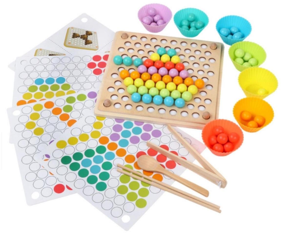 Montessori vzdelávacia guľôčková mozaika 77 ks