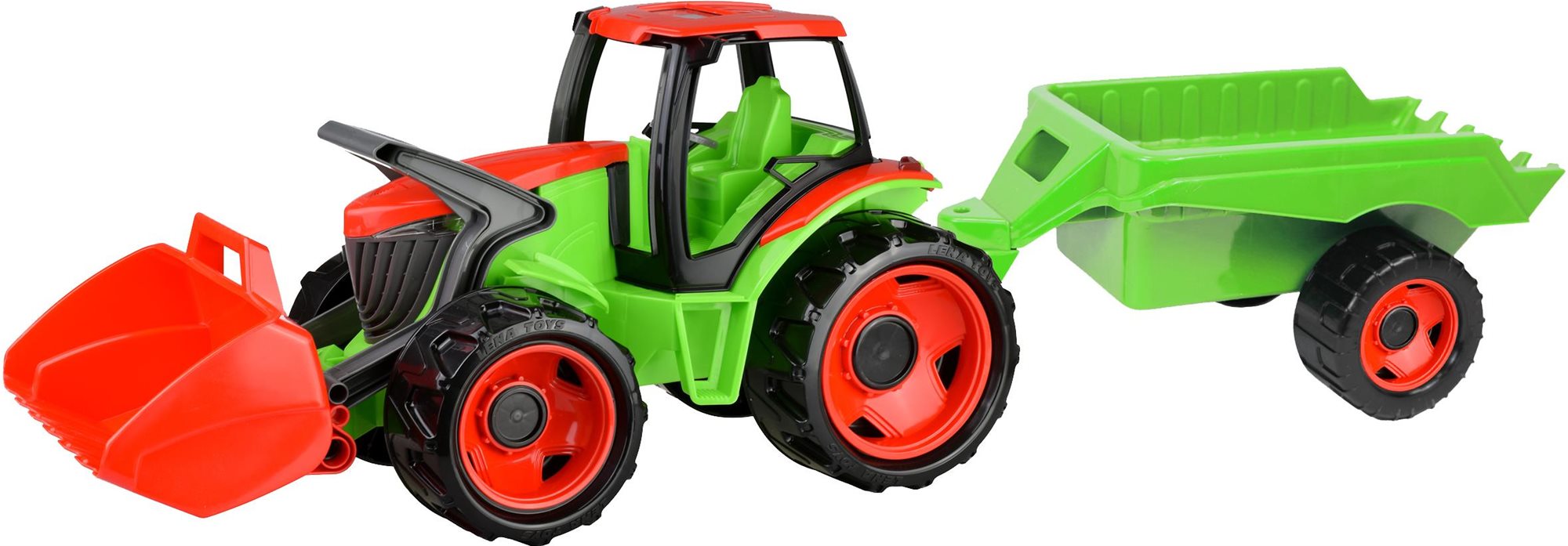Lena Traktor s lyžicou a s vozíkom, červeno-zelený