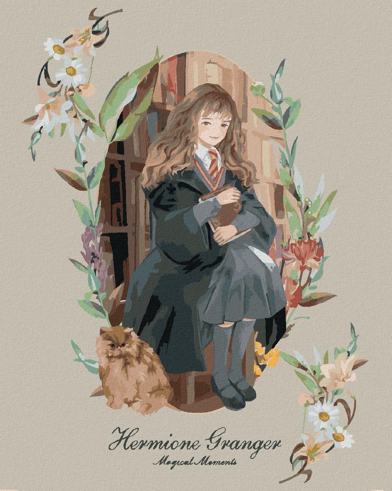 Zuty – Maľovanie podľa čísel – Hermiona a krivolab v knižnici (Harry Potter), 40 × 50 cm, plátno