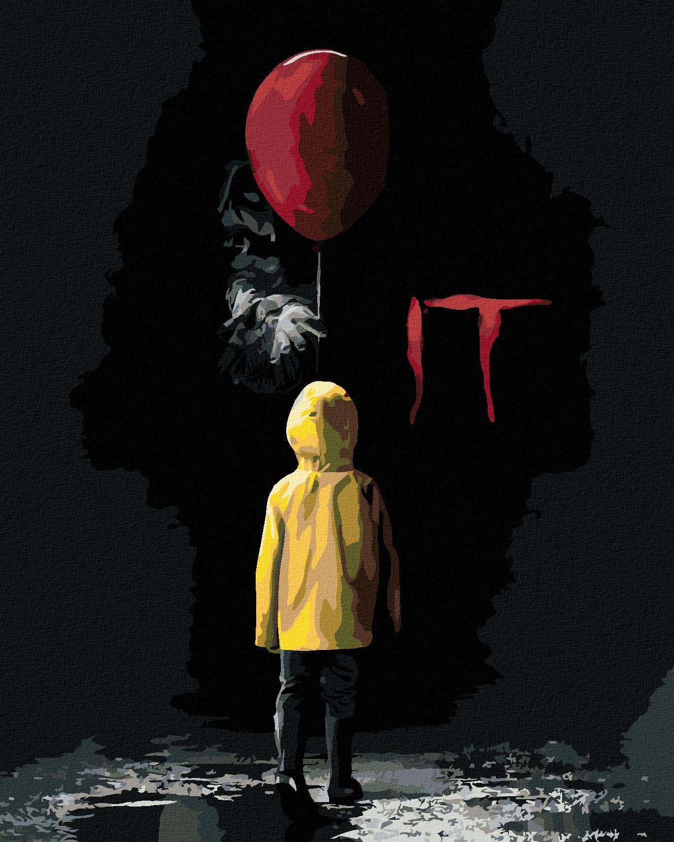 Zuty – Maľovanie podľa čísel – Pennywise ponúka Georgimu balónik (To), 40 × 50 cm, plátno