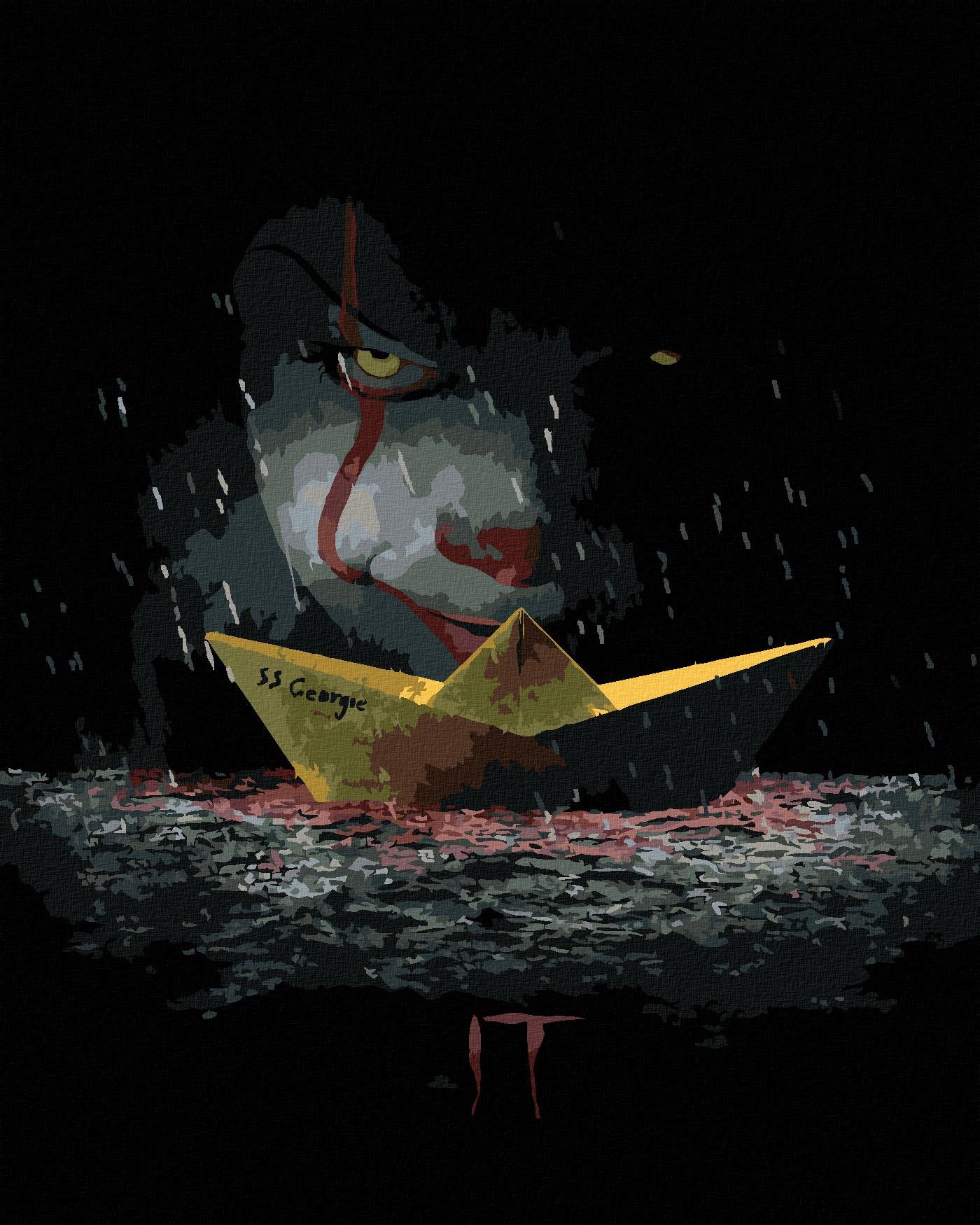 Zuty – Maľovanie podľa čísel – Pennywise s loďkou (To), 40 × 50 Cm, plátno + rám