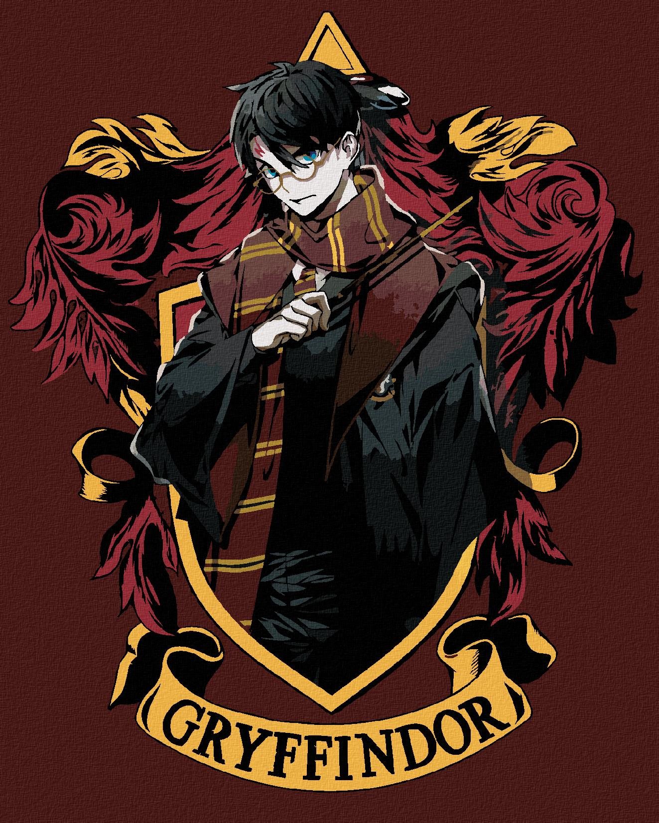 Zuty – Maľovanie podľa čísel – Harry Potter a znak Chrabromilu, 40 × 50 cm, plátno