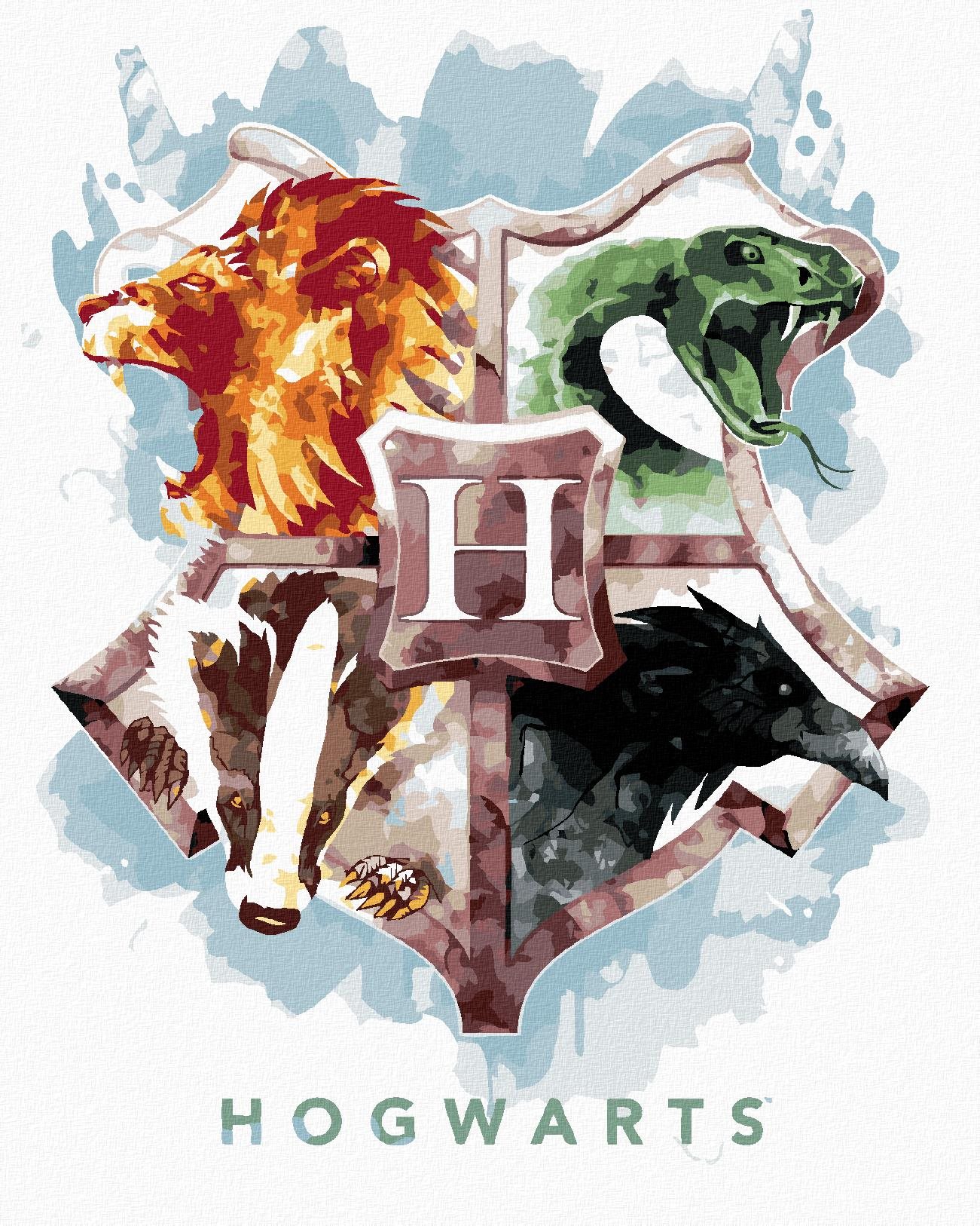Zuty – Maľovanie podľa čísel – Erb s Rokfortským koľajom (Harry Potter), 40 × 50 cm, plátno + rám