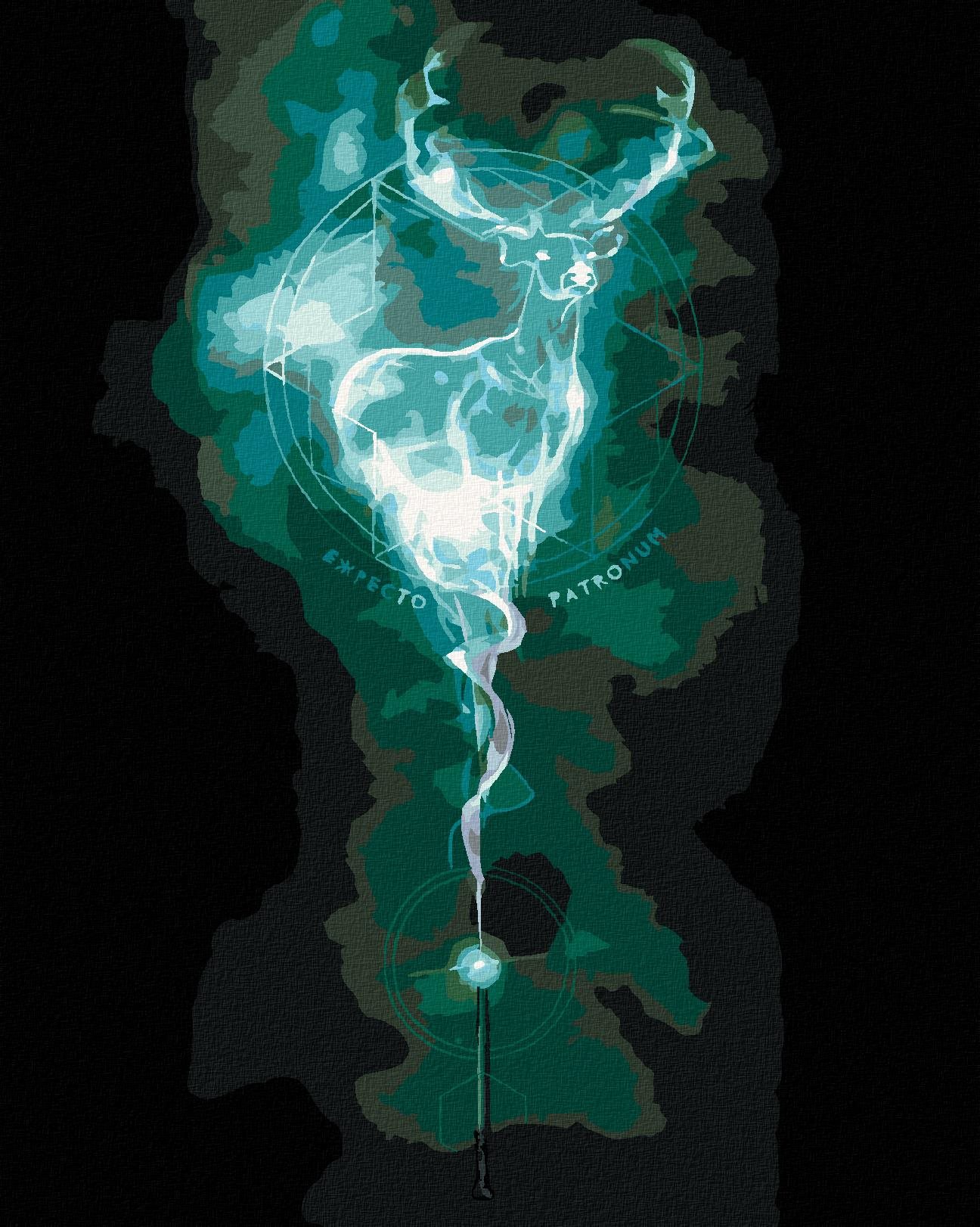 Zuty – Maľovanie podľa čísel – Expecto Patronum jeleň (Harry Potter), 40 × 50 cm, plátno + rám