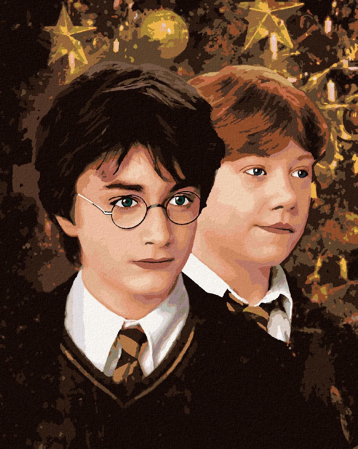 Zuty – Maľovanie podľa čísel – Harry Potter a Ron Weasley Vianoce, 40 × 50 cm, plátno + rám