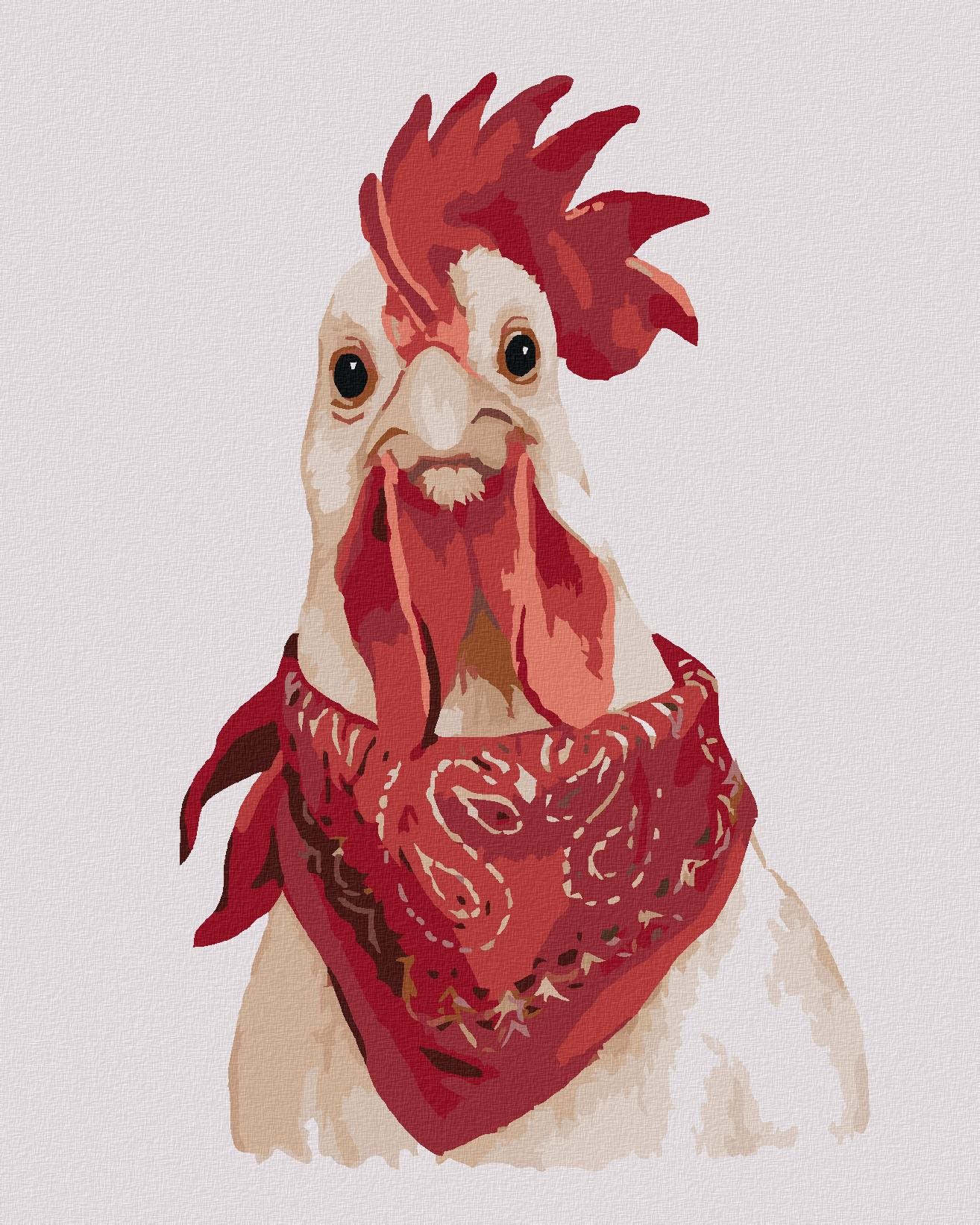Zuty – Maľovanie Podľa Čísel – Kohút So Šatkou (Myroslava Voloschuk), 40 × 50 cm, Plátno + Rám