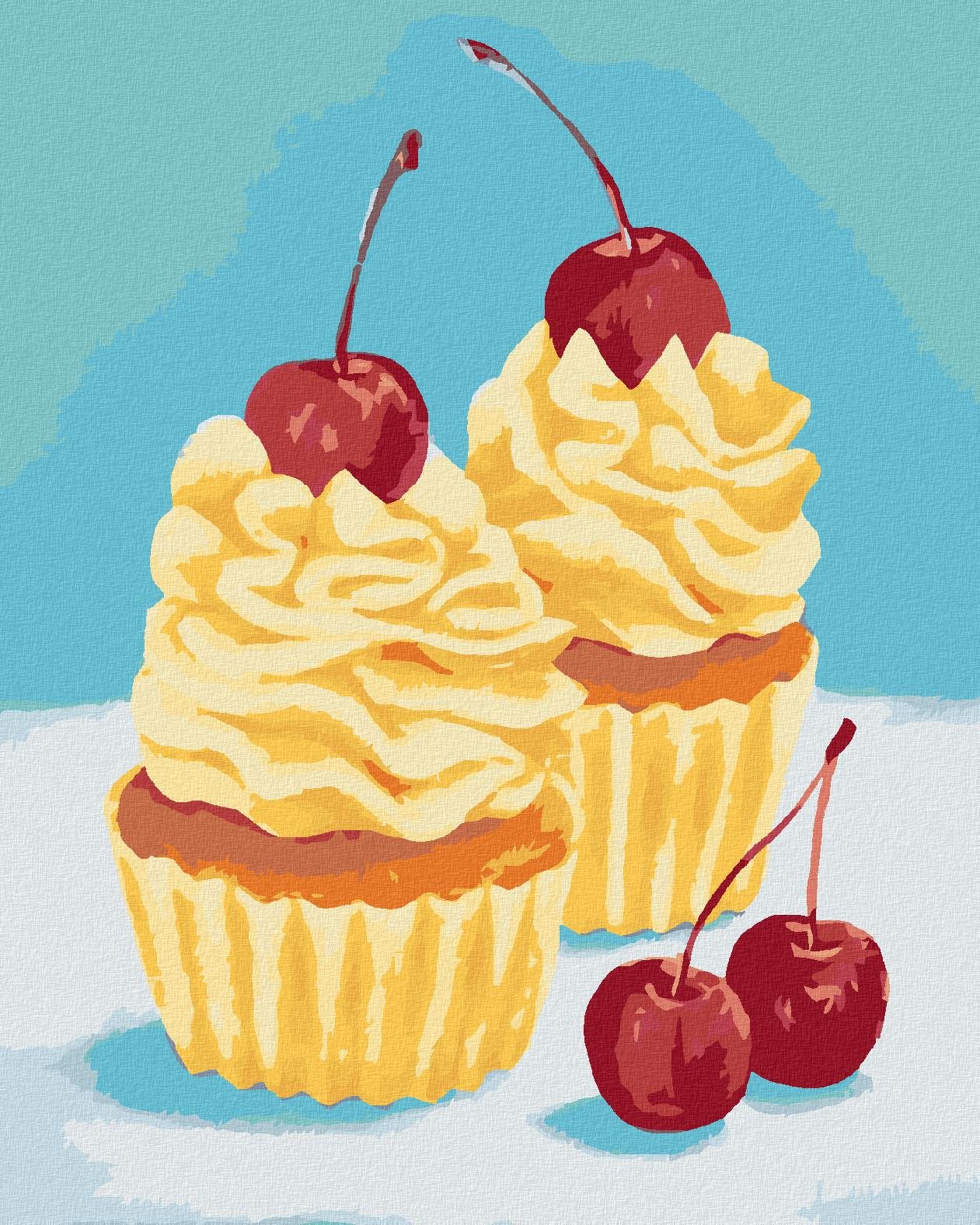 Zuty – Maľovanie Podľa Čísel – Cupcaky S Vanilkovým Krémom (Myroslava Voloschuk), 40 × 50 cm, Plátno + Rám